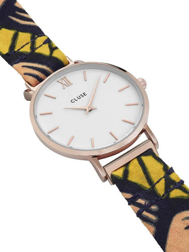 Cluse Damen Armbanduhr Minuit Mino 33 mm Wickel-Stoffarmband Armband Stoff CL30057